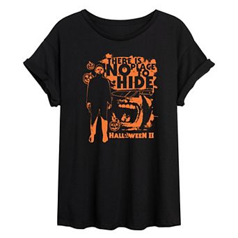 Juniors' Halloween II There Is No Place To Hide Oversized Tee