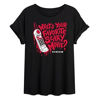 Juniors' Scream What's Your Favorite Scary Movie Oversized Tee