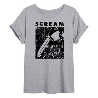 Juniors' Scream What's Your Favorite Scary Movie Oversized Tee