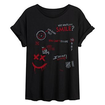 Juniors' Smile Icon Collage Oversized Tee