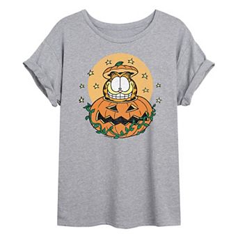 Juniors' Garfield Inside Of A Pumpkin Oversized Oversized Tee