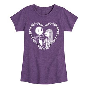 Disney's The Nightmare Before Christmas Jack & Sally Girls 7-16 Heart Graphic Tee