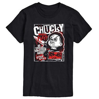 Big & Tall Chucky Wanna Play Metal Comic Cover Graphic Tee