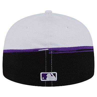 Men's New Era Black/White Colorado Rockies Paint Stroke 59FIFTY Fitted Hat