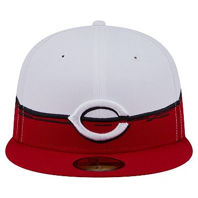 Men's New Era Red/White Cincinnati Reds Paint Stroke 59FIFTY Fitted Hat