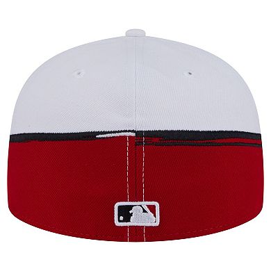 Men's New Era Red/White Cincinnati Reds Paint Stroke 59FIFTY Fitted Hat