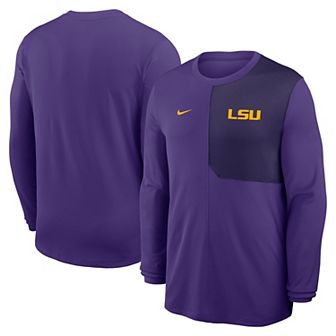 Men's Nike Purple LSU Tigers 2025 Sideline Coach UV Performance Long Sleeve T-Shirt