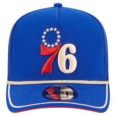 Men's New Era Royal Philadelphia 76ers Vintage Team Rope A-Frame 9FIFTY Snapback Hat