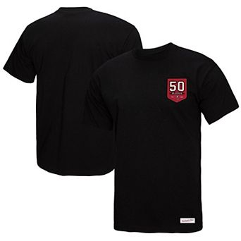 Women's Mitchell & Ness Black Tampa Bay Buccaneers 50th Anniversary Shield Oversized Boyfriend T-Shirt