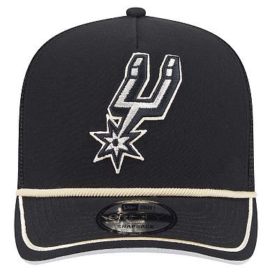 Men's New Era Black San Antonio Spurs Vintage Team Rope A-Frame 9FIFTY Snapback Hat