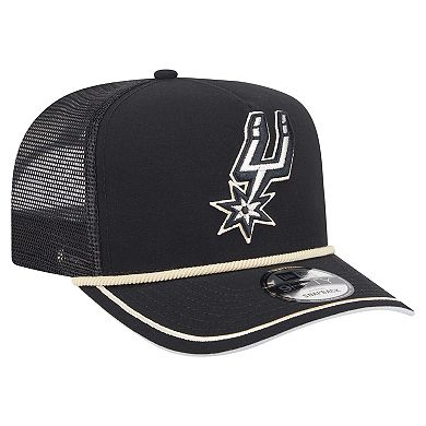 Men's New Era Black San Antonio Spurs Vintage Team Rope A-Frame 9FIFTY Snapback Hat