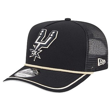 Men's New Era Black San Antonio Spurs Vintage Team Rope A-Frame 9FIFTY Snapback Hat