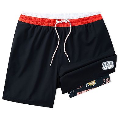 "Men's Chubbies Black Cincinnati Bengals 5.5"" Classic Lined Swim Trunks"