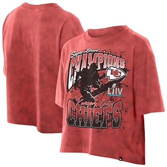Women's New Era Red Kansas City Chiefs Cropped Boxy Sport Classics Mineral Wash T-Shirt