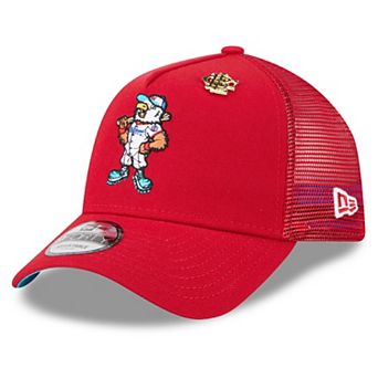 Men's New Era Red Washington Nationals 2025 Big League Chew A-Frame 9FORTY Adjustable Trucker Hat