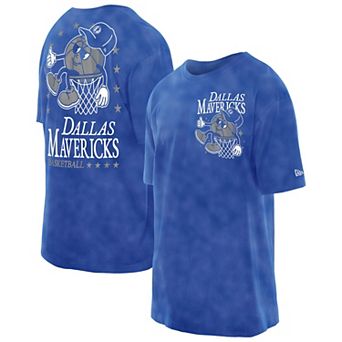Men's New Era Blue Dallas Mavericks Old School Sport Enzyme Wash Oversized T-Shirt