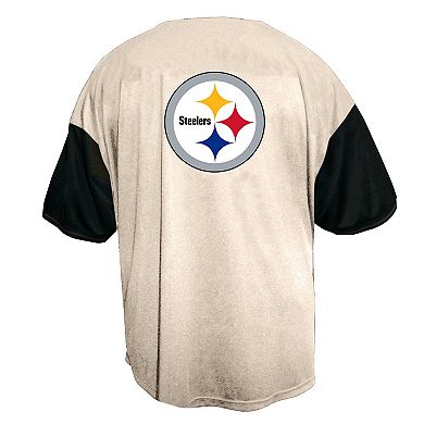 Men's Fanatics Cream Pittsburgh Steelers Vintage Full-Button Short Sleeve Top