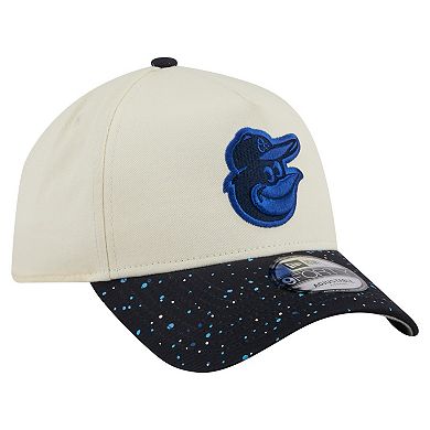 Men's New Era Cream Baltimore Orioles Speckle A-Frame 9FORTY Adjustable Hat