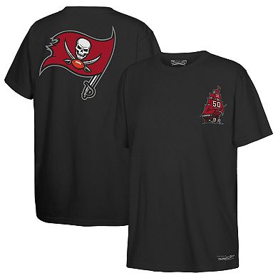 Youth Mitchell & Ness Black Tampa Bay Buccaneers 50th Anniversary Ship & Sword T-Shirt