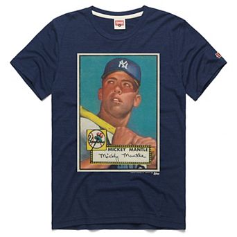 Men's Homage Mickey Mantle Navy New York Yankees Topps Baseball Card Tri-Blend T-Shirt