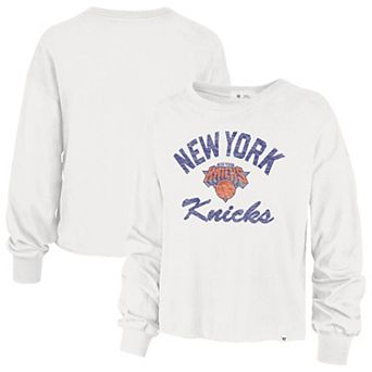 Women's '47 Cream New York Knicks Parkway Wrapped Up Long Sleeve T-Shirt