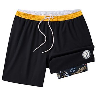 Men's Chubbies Black Pittsburgh Steelers 5.5" Classic Lined Swim Trunks