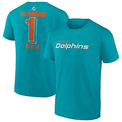 Men's Fanatics Aqua Miami Dolphins Big & Tall Number One Dad T-Shirt