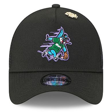 Men's New Era Black Miami Marlins 2025 Big League Chew A-Frame 9FORTY Adjustable Trucker Hat