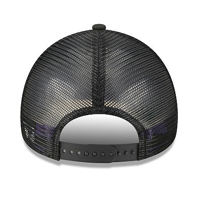 Men's New Era Black Miami Marlins 2025 Big League Chew A-Frame 9FORTY Adjustable Trucker Hat