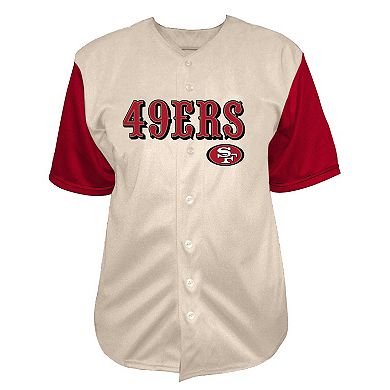 Men's Fanatics Cream San Francisco 49ers Vintage Full-Button Short Sleeve Top