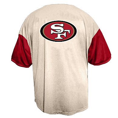Men's Fanatics Cream San Francisco 49ers Vintage Full-Button Short Sleeve Top