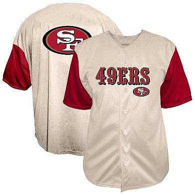 Men's Fanatics Cream San Francisco 49ers Vintage Full-Button Short Sleeve Top