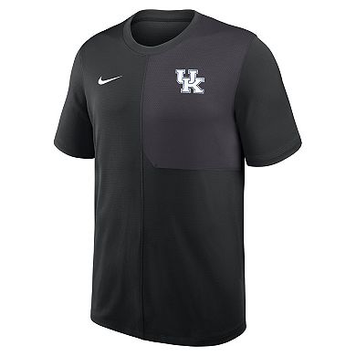 Men's Nike Black Kentucky Wildcats 2025 Sideline UV Performance Coach T-Shirt
