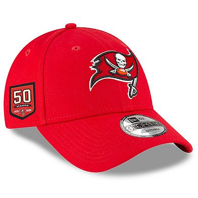 Men's New Era Red Tampa Bay Buccaneers 50th Anniversary Side Patch 9FORTY Adjustable Hat