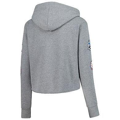 Women's Heather Gray Team USA Flag & Patches Fleece Cropped Pullover Hoodie