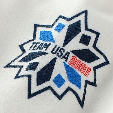 Women's White Team USA Flag & Patches Fleece Cropped Pullover Hoodie