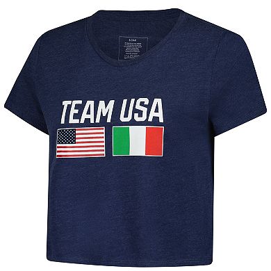Women's Navy Team USA Country Flags Loose Cropped T-Shirt
