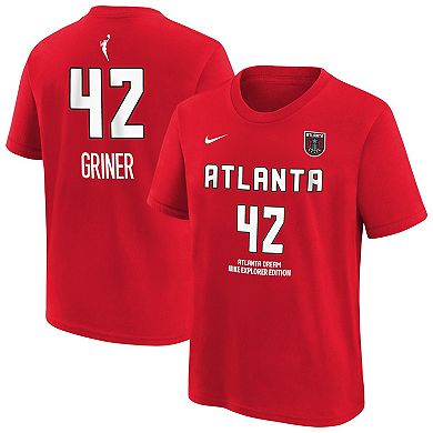 Youth Nike Brittney Griner Red Atlanta Dream Explorer Edition Name & Number T-Shirt