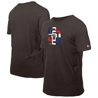Men's New Era Brown San Diego Padres Dominican Republic Flag Logo T-Shirt