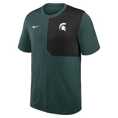 Men's Nike Green Michigan State Spartans 2025 Sideline UV Performance Coach T-Shirt