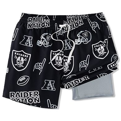 "Men's Chubbies Black Las Vegas Raiders The Neon 5.5"" Classic Lined Swim Trunks"