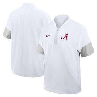 Men's Nike White Alabama Crimson Tide 2025 Sideline Short Sleeve Quarter-Zip Coach Jacket