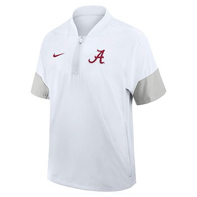 Men's Nike White Alabama Crimson Tide 2025 Sideline Short Sleeve Quarter-Zip Coach Jacket