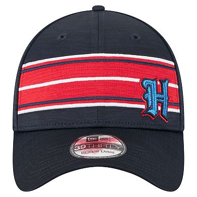 Men's New Era Navy Houston Texans Stripes 39THIRTY Flex Hat