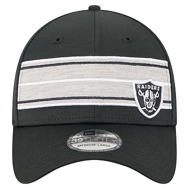 Men's New Era Black Las Vegas Raiders Stripes 39THIRTY Flex Hat