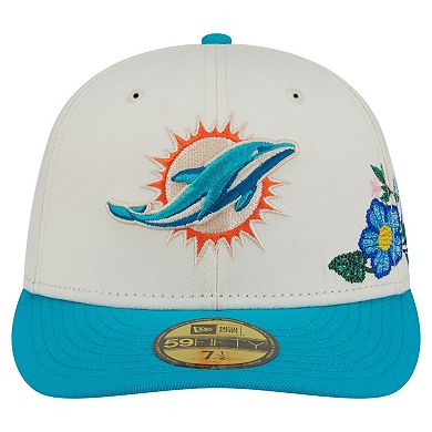 Men's New Era Cream/Aqua Miami Dolphins Tonal Floral 59FIFTY Fitted Hat