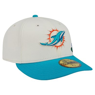 Men's New Era Cream/Aqua Miami Dolphins Tonal Floral 59FIFTY Fitted Hat