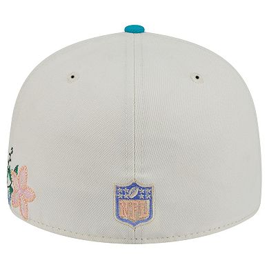 Men's New Era Cream/Aqua Miami Dolphins Tonal Floral 59FIFTY Fitted Hat