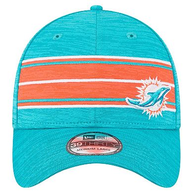 Men's New Era Aqua Miami Dolphins Stripes 39THIRTY Flex Hat
