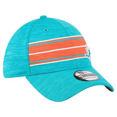 Men's New Era Aqua Miami Dolphins Stripes 39THIRTY Flex Hat